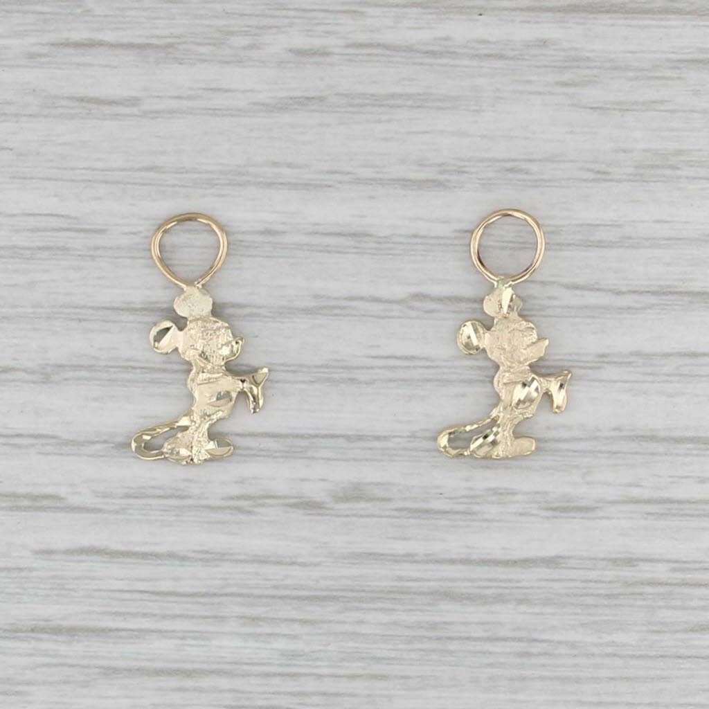 Classic Mickey Mouse Earring Charms Enhancers 10k Yellow Gold Disney Cartoon