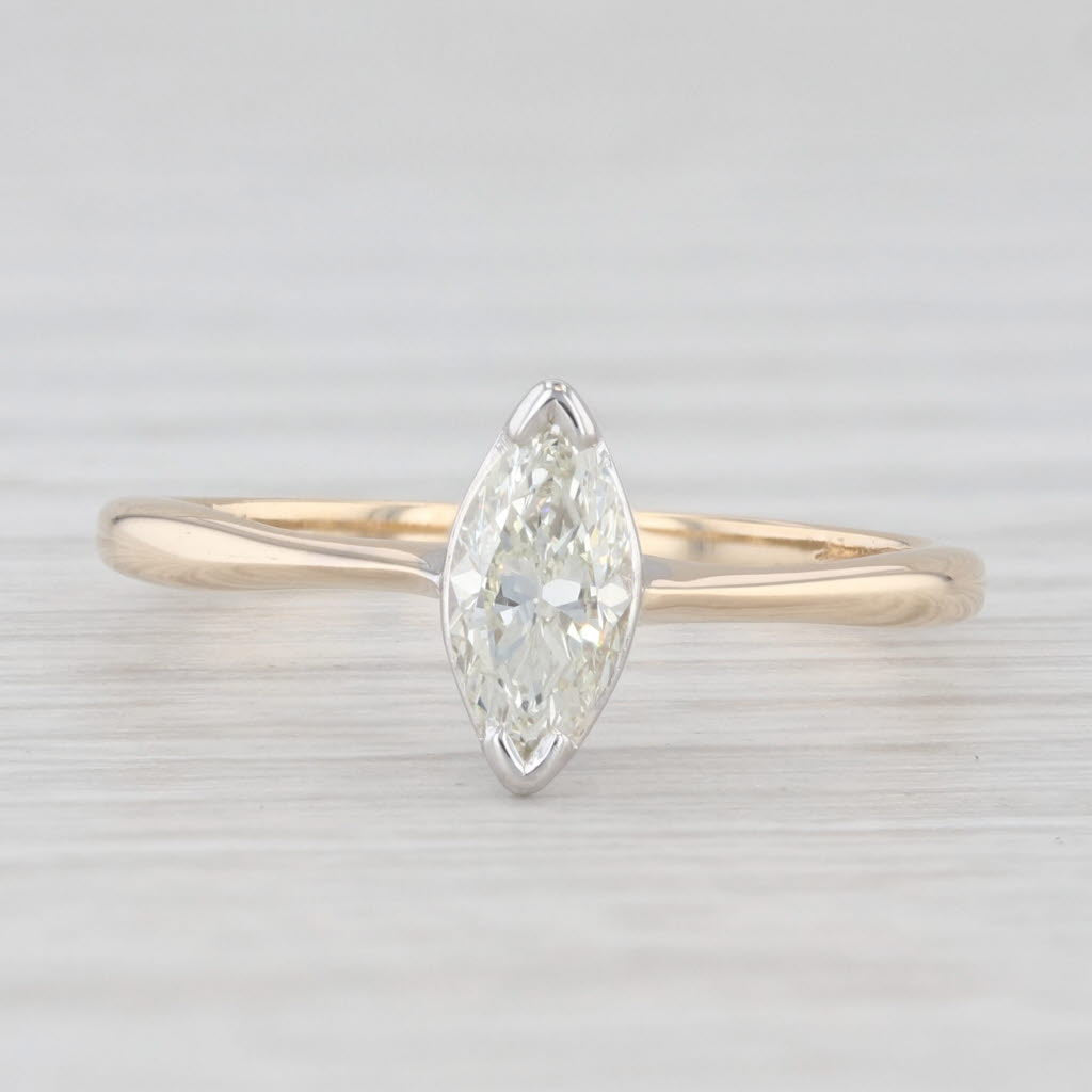 Light Gray 0.35ct Marquise Diamond Solitaire Engagement Ring 14k Gold Size 5.5