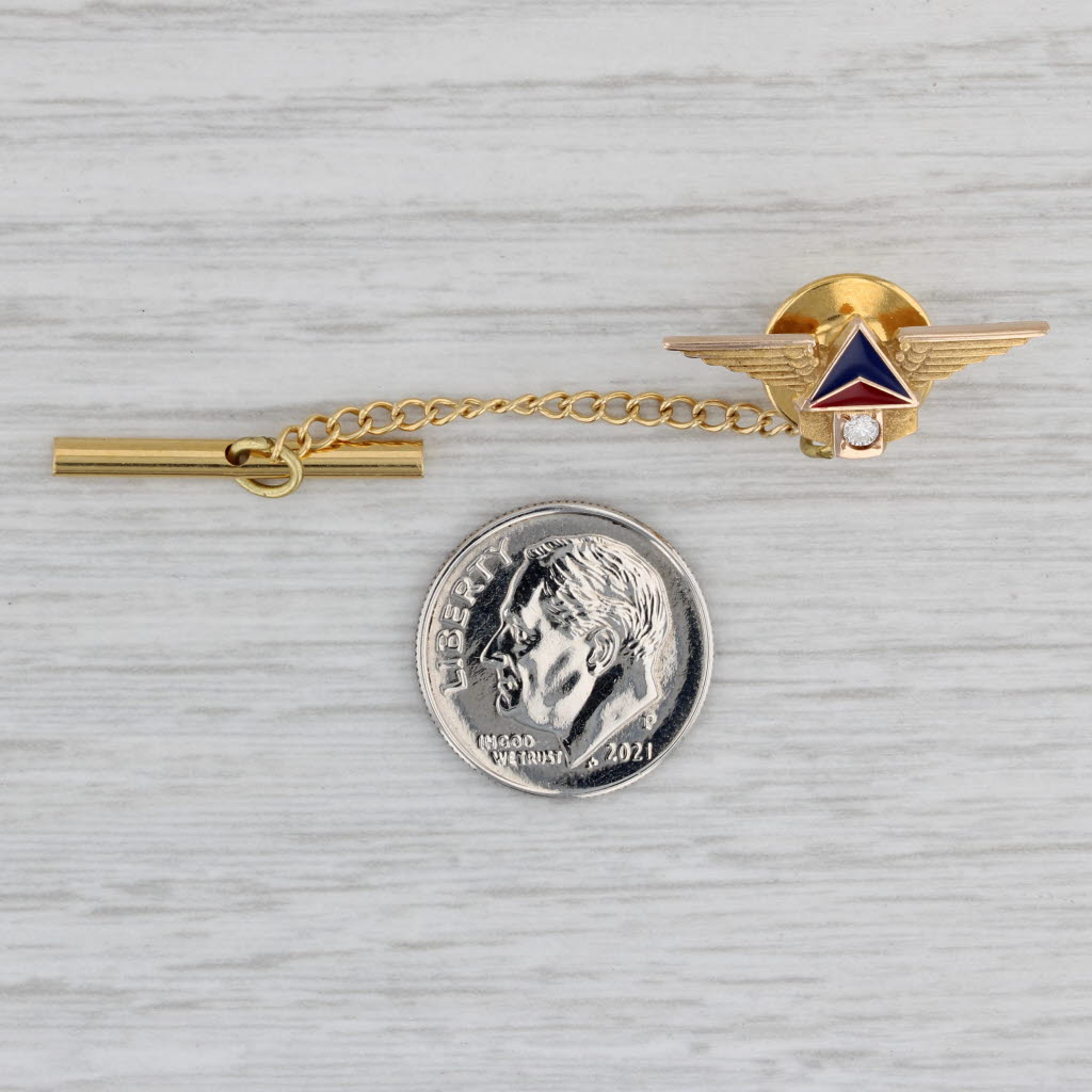 Gray Delta Airlines Wings Tie Tac Pin 10k Gold Diamond Resin Company Service