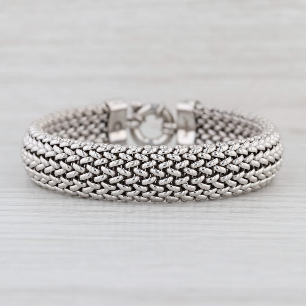 Mesh Chain Bracelet Sterling Silver 7" 12.8mm Italian