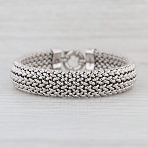 Mesh Chain Bracelet Sterling Silver 7" 12.8mm Italian