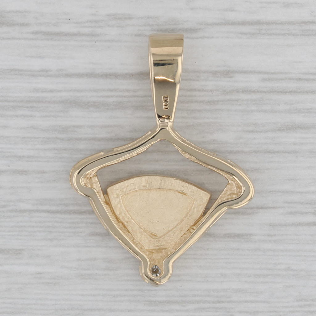 Gray Blue Opal Diamond Drop Pendant 14k Yellow Gold