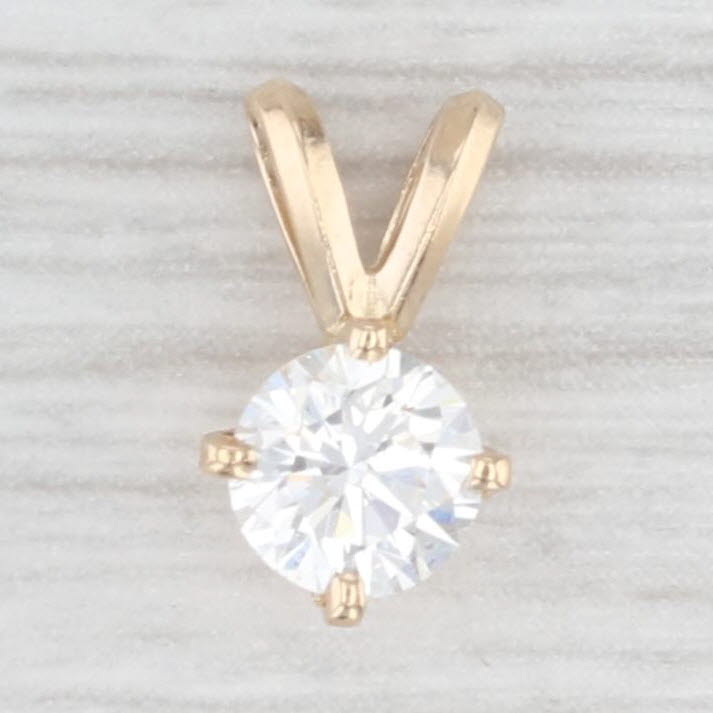 Light Gray 0.56ct Diamond Round Solitaire Pendant 14k Yellow Gold Small Drop