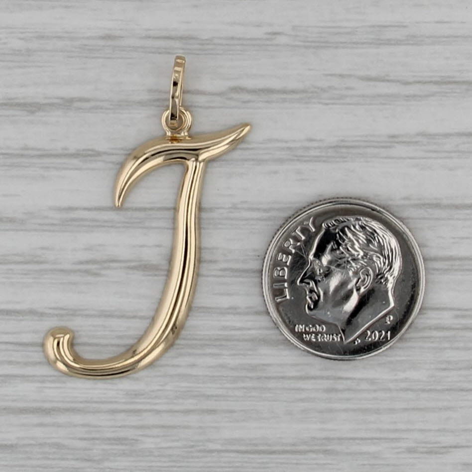 Scripted Initial Letter J Pendant 18k Yellow Gold
