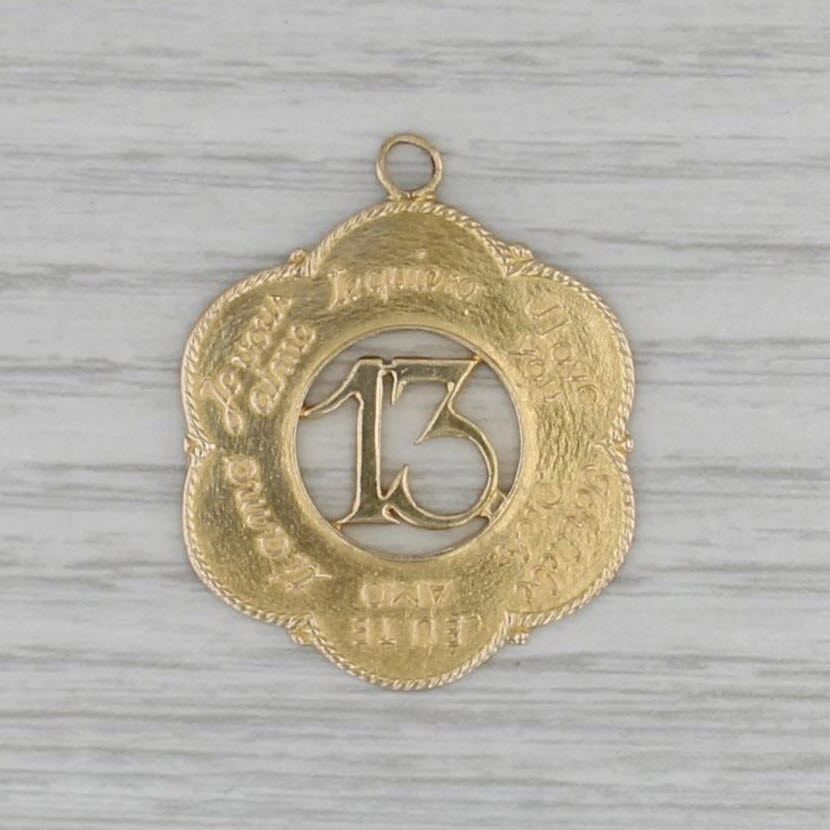 Vintage 13 I Love You in Different Languages Pendant 10k Gold Birthday Gift