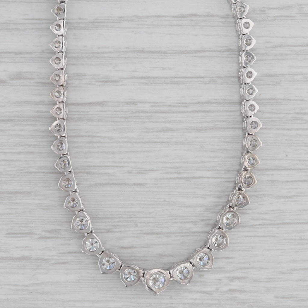 Gray 12.70ctw Graduated Diamond Tennis Necklace 14k White Gold 17"