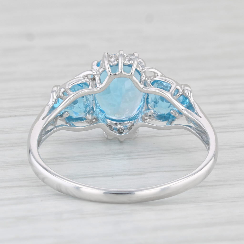 Light Gray 3.12ctw Oval Blue Topaz Ring 10k White Gold Size 10