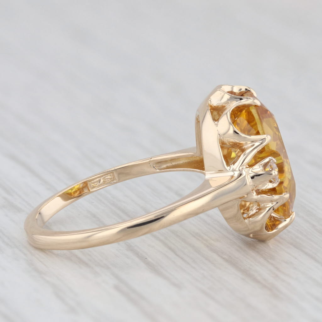 Light Gray 3.47ct Oval Lab Created Yellow Sapphire Ring 10k Yellow Gold Size 6.25