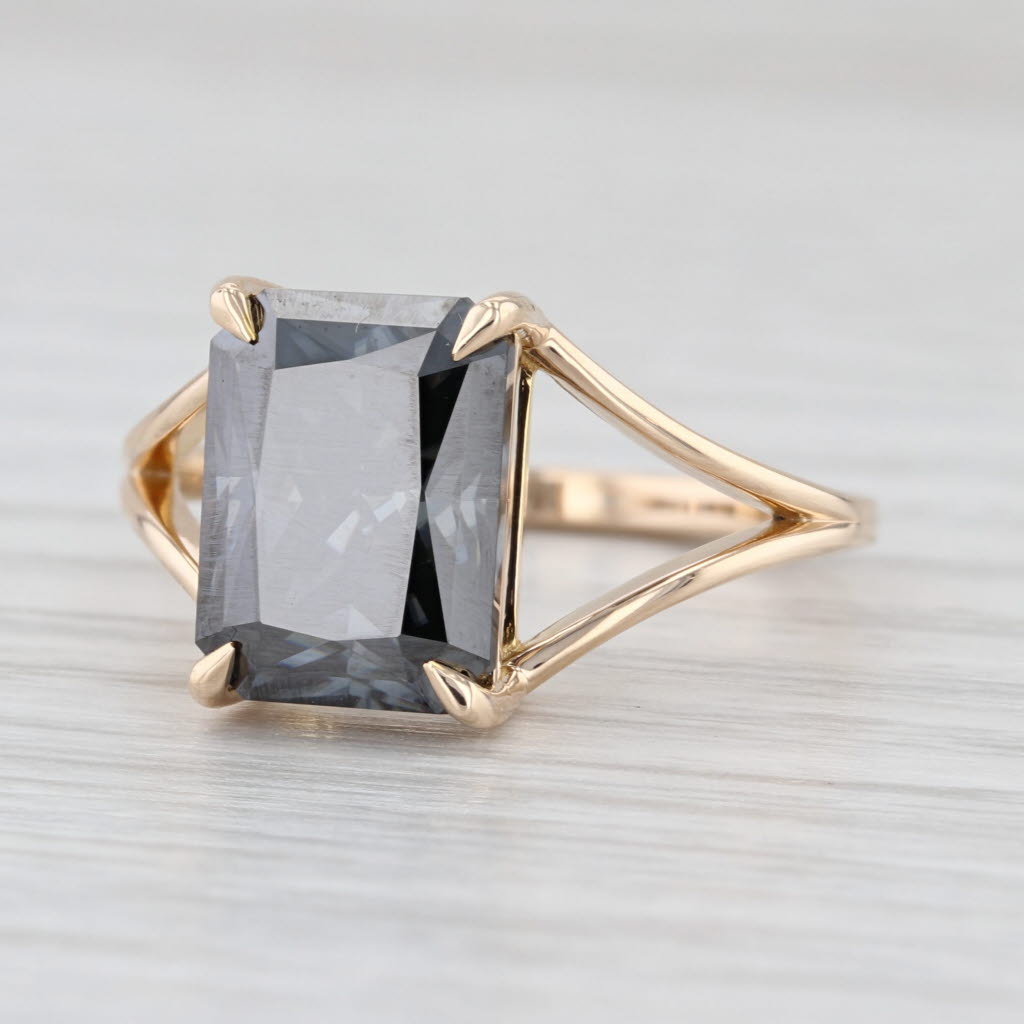 4.48ct Moissanite Solitaire Ring 10k Yellow Gold Size 7.75