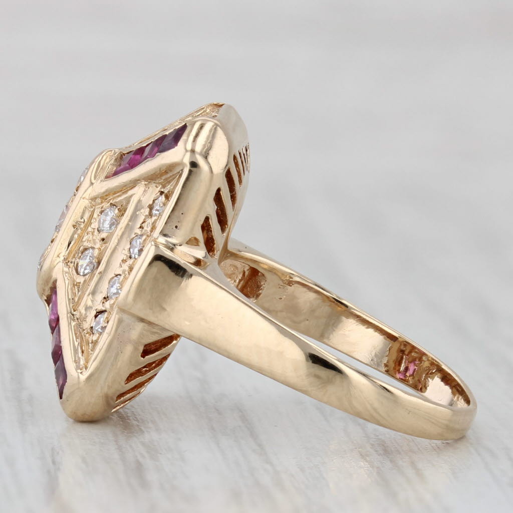 Gray 1.24ctw Tiered Diamond Ruby Ring 14k Yellow Gold Size 4.75