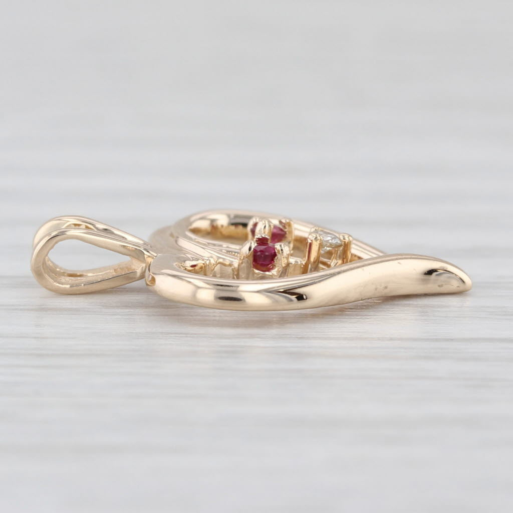 3-Stone Ruby Open Heart Pendant 14k Yellow Gold