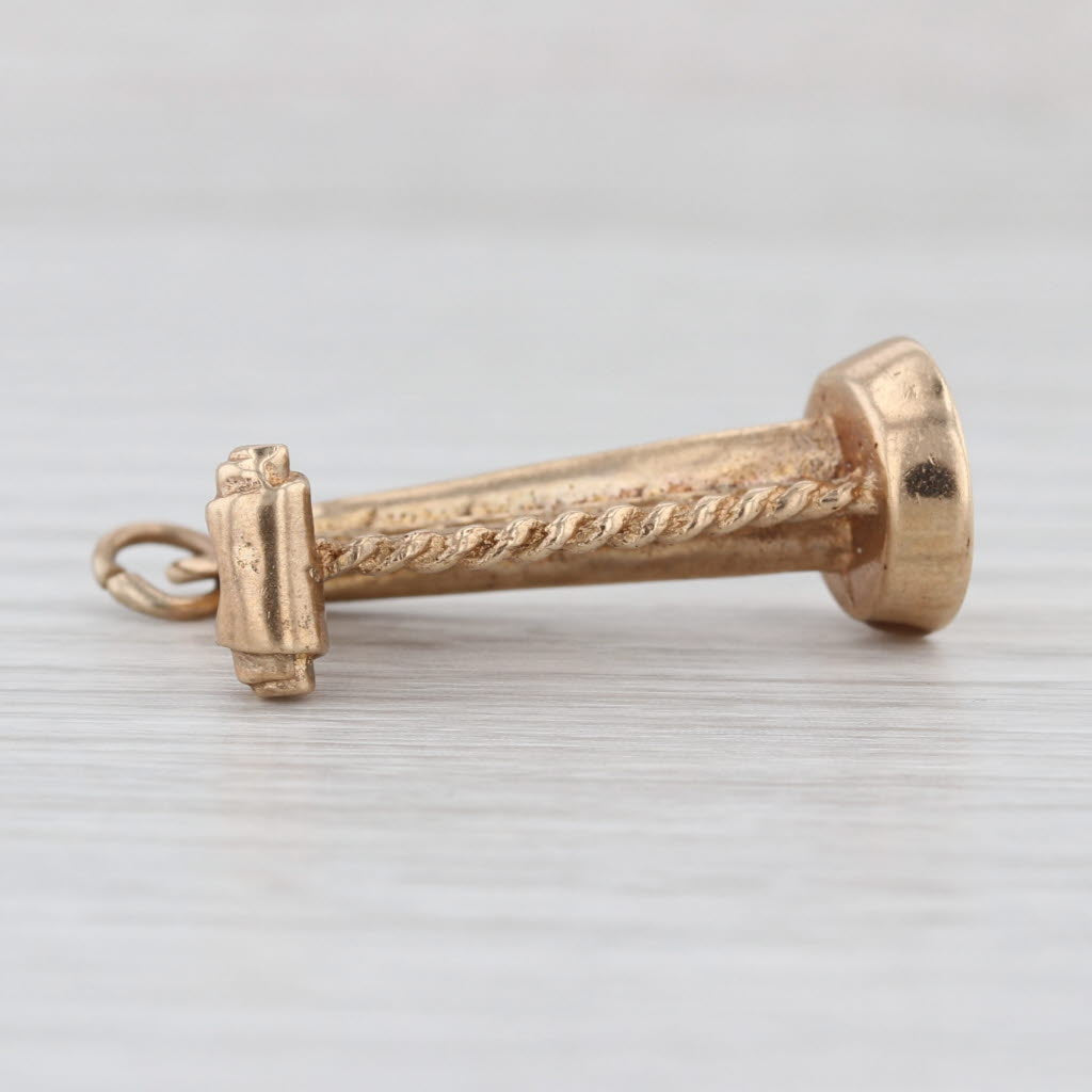 Vintage Lyre Harp Charm 9k Yellow Gold Pendant