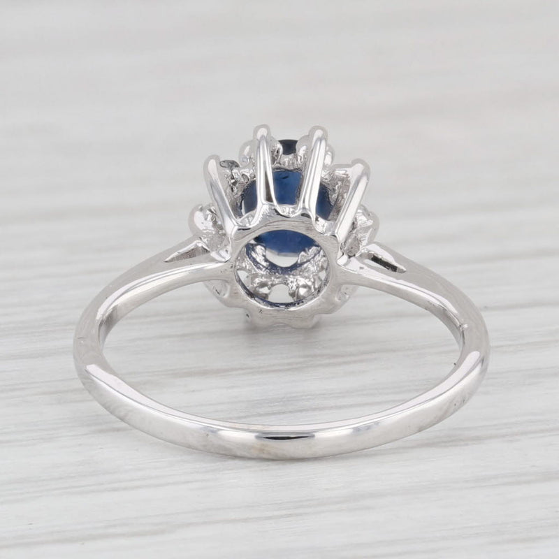 0.67ctw Oval Blue Sapphire Diamond Halo Ring 10k White Gold Size 4.5 Engagement