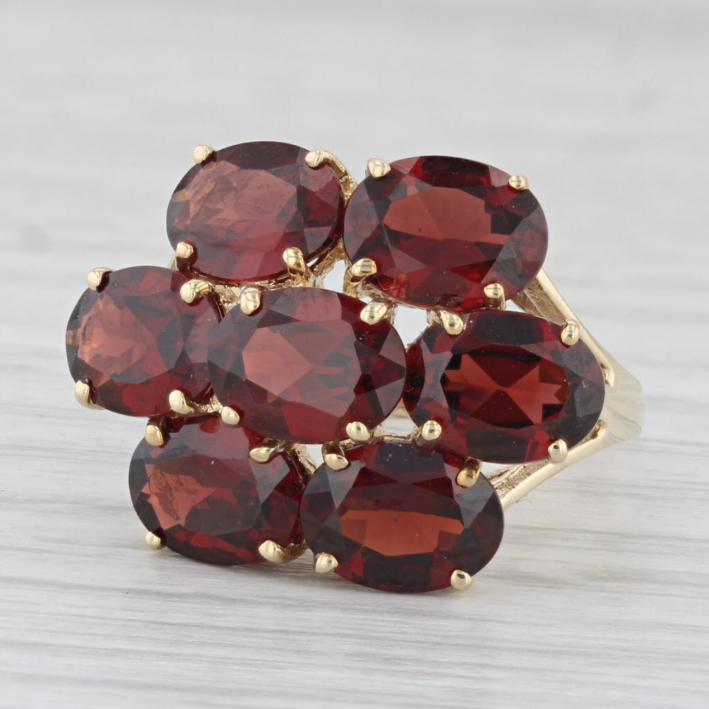 Dark Olive Green 10.30ctw Garnet Cluster Ring 10k Gold Cocktail Size 7