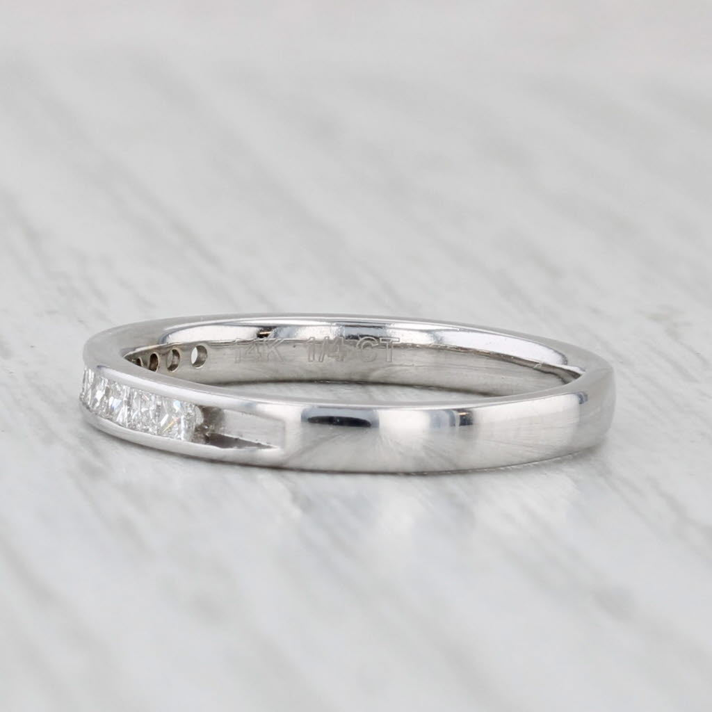 0.25ctw Channel Set Diamond Wedding Band 14k White Gold Size 5.5 Stackable Ring
