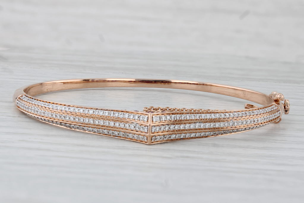 Light Gray Le Vian 1.63ctw Ruby Diamond Contoured Bangle Bracelet 18k Rose Gold 6.25"