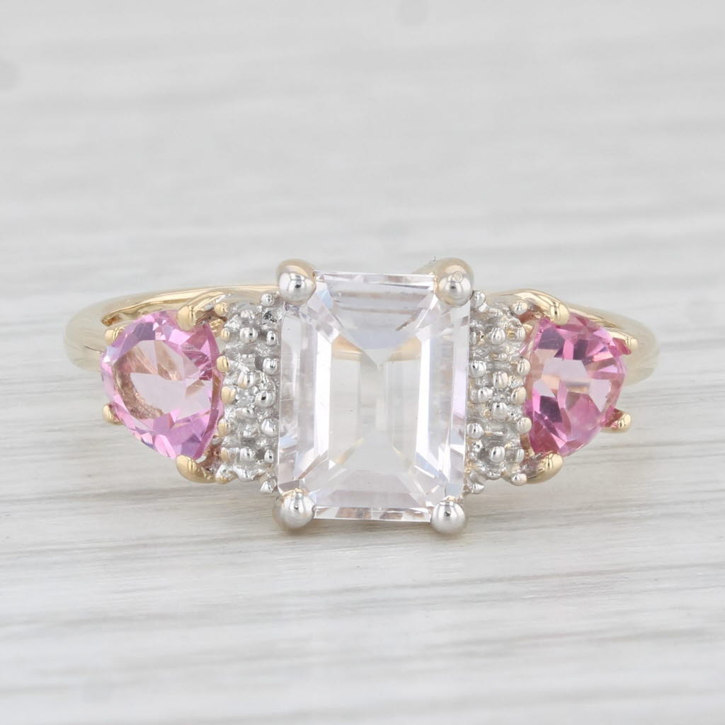 Light Gray 3.12ctw White Topaz Pink Mystic Topaz Ring 10k Yellow Gold Size 7