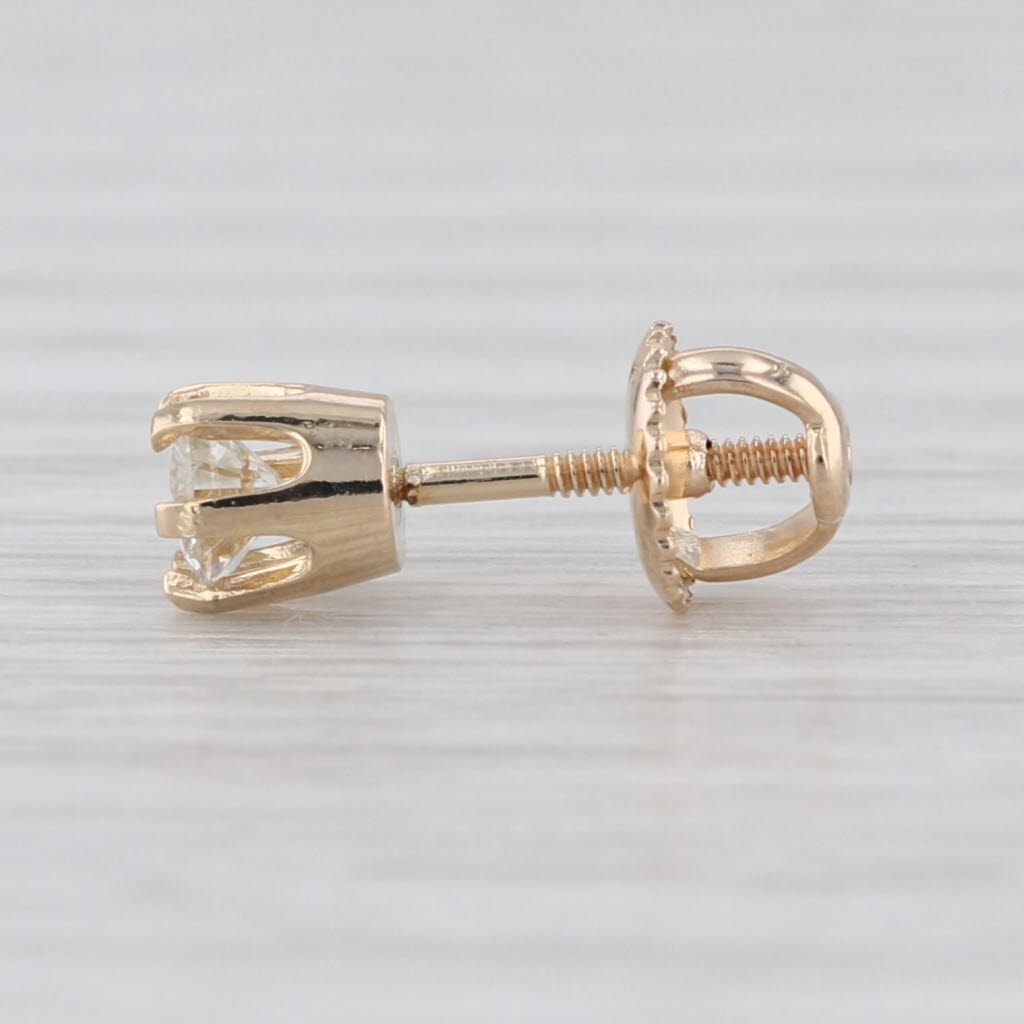 0.20ct Single Diamond Stud Earring 14k Yellow Gold VS2 Round Solitaire