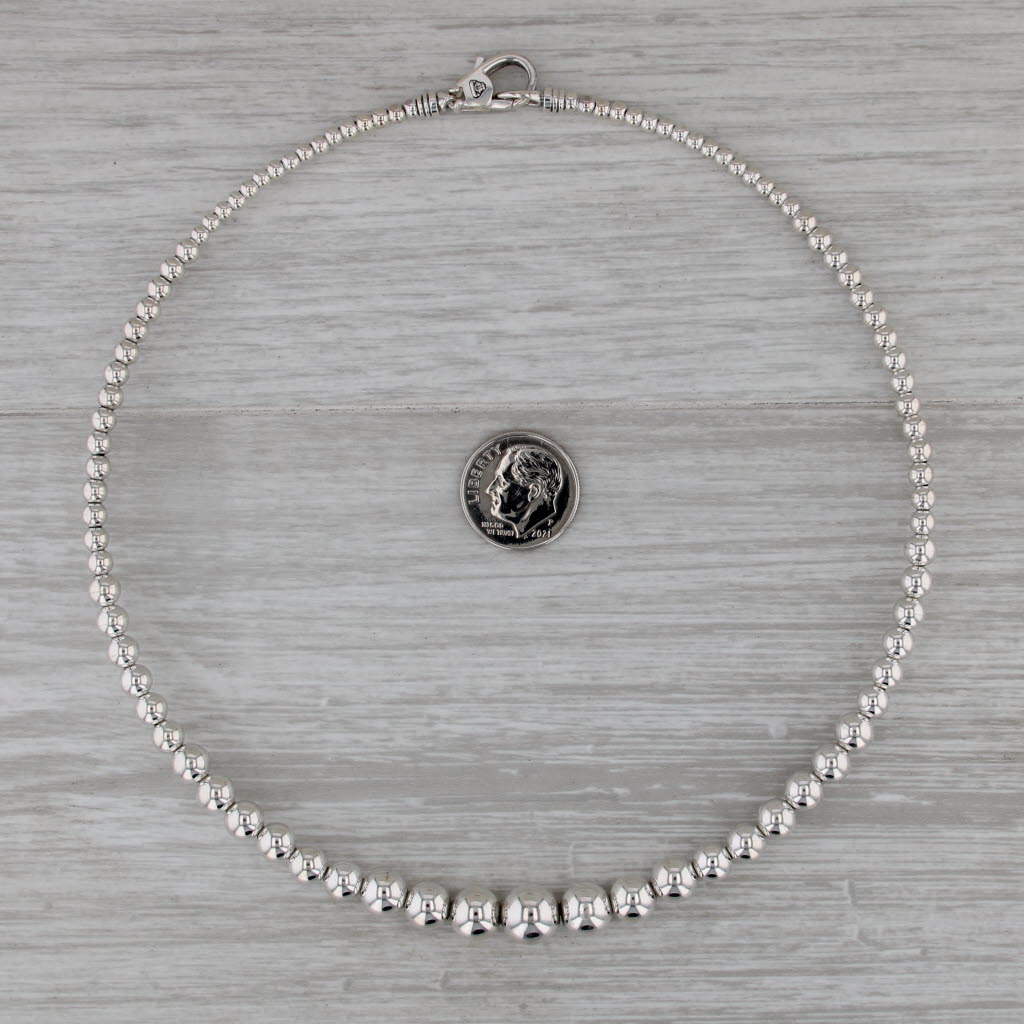 Lagos Caviar Bubbly Petite Graduated Bead Necklace Sterling Silver Card & Pouch