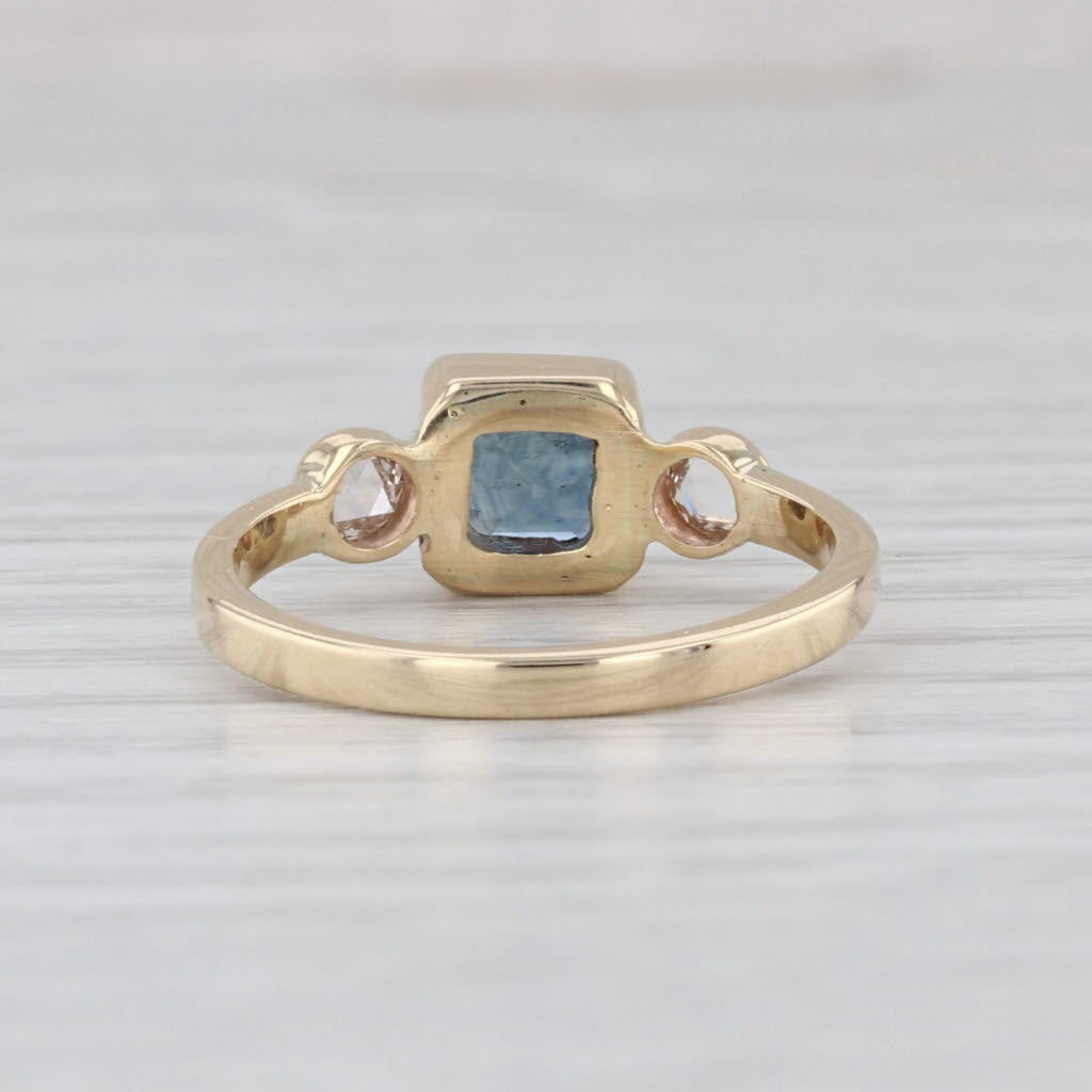 1ctw Blue Sapphire Diamond Ring 14k Yellow Gold Size 5.5