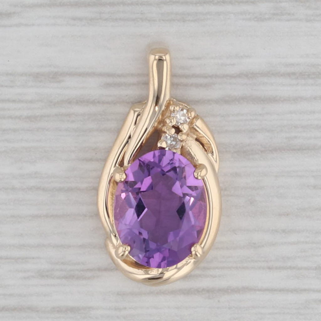 Gray 1.62ctw Oval Amethyst Diamond Pendant 14k Yellow Gold