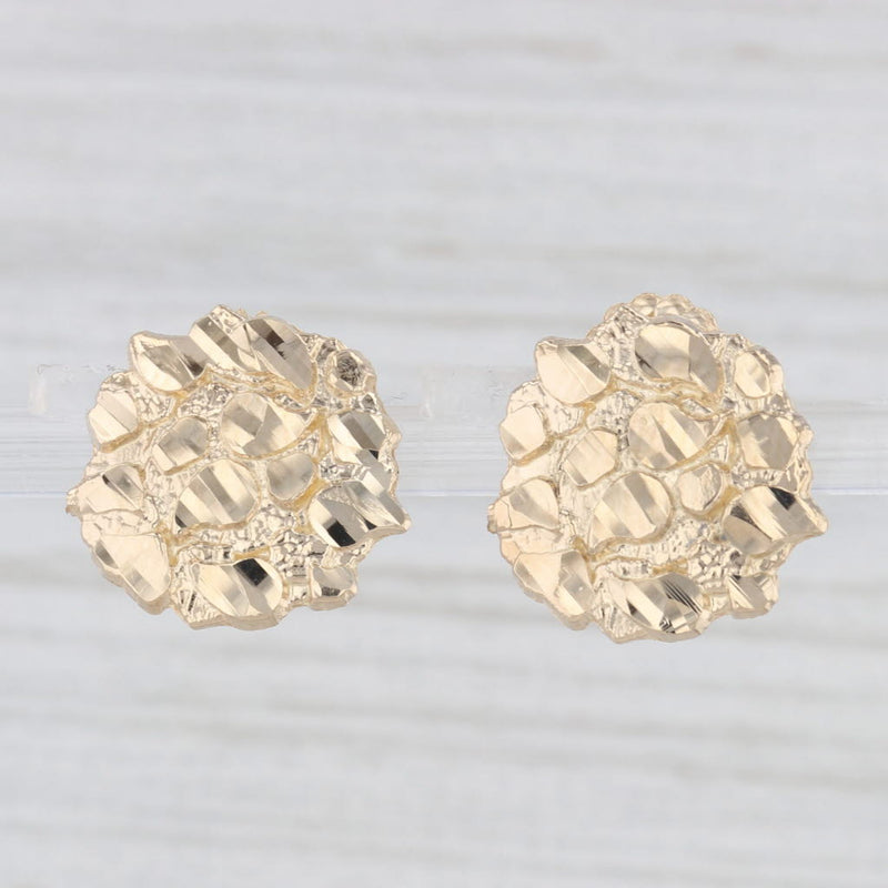 Light Gray Gold Nugget Stud Earrings 10k Yellow Gold