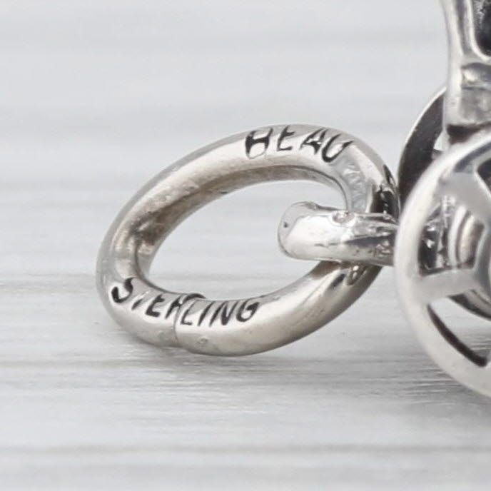 Vintage Train Engine Locamotive Charm Sterling Silver Wheels Move 3D Pendant