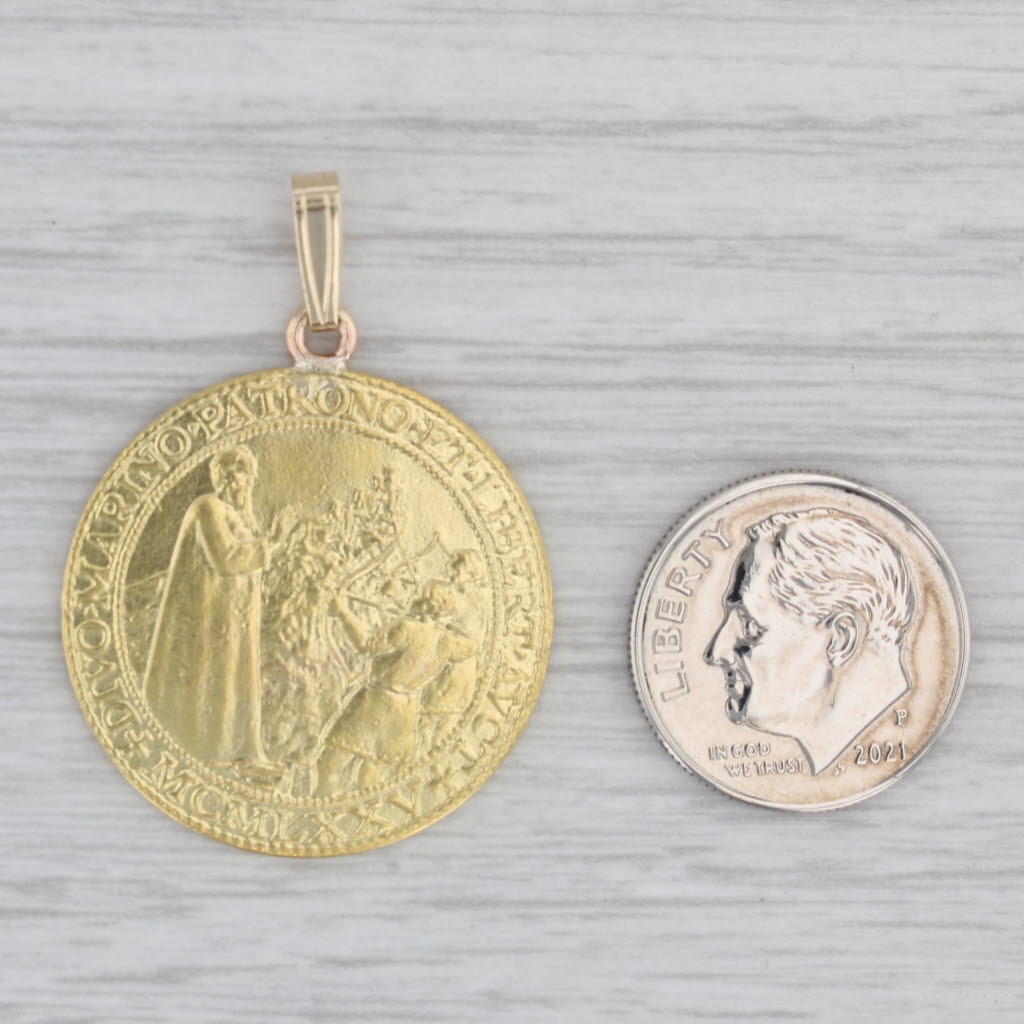 Gray 1975 San Marino Gold Medallion Pendant 22k 14k Yellow Gold Basilica Catholic