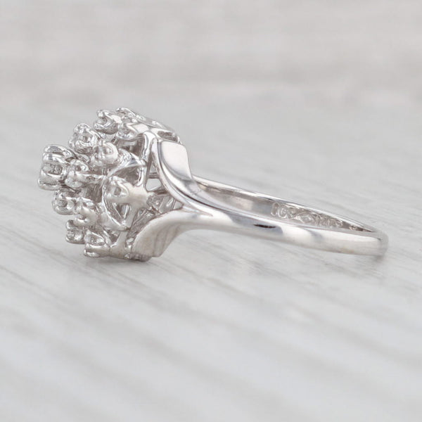 Light Gray Vintage 0.20ctw Diamond Cluster Ring 14k White Gold Engagement Size 6.25