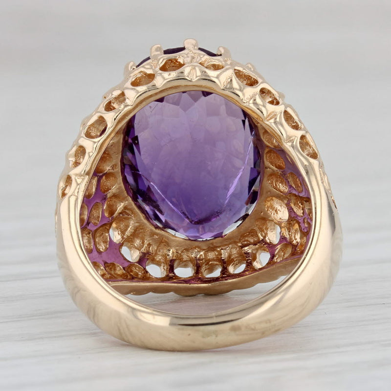 Gray Vintage 8.75ct Oval Amethyst Solitaire Ring 14k Yellow Gold Size 4.5