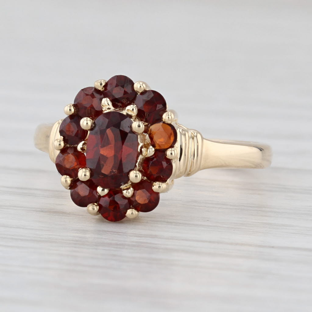 1.25ctw Oval Garnet Halo Cluster Ring 14k Yellow Gold Size 6.5