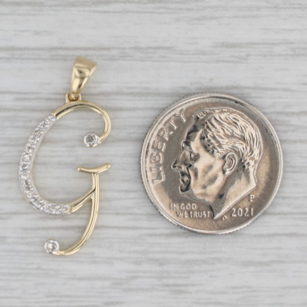 Gray New Scripted Diamond Letter Initial "G" Pendant 10k Yellow Gold