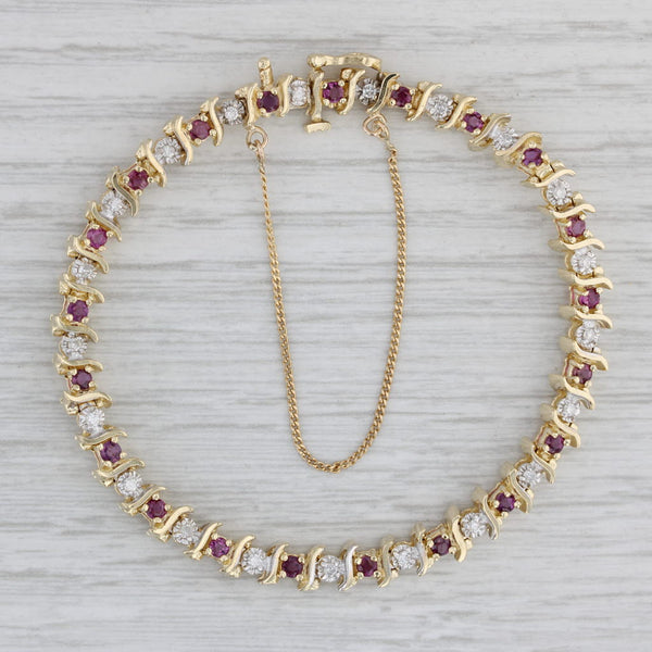 1.80ctw Ruby Diamond Tennis Bracelet 14k Yellow Gold 7" 5.3mm