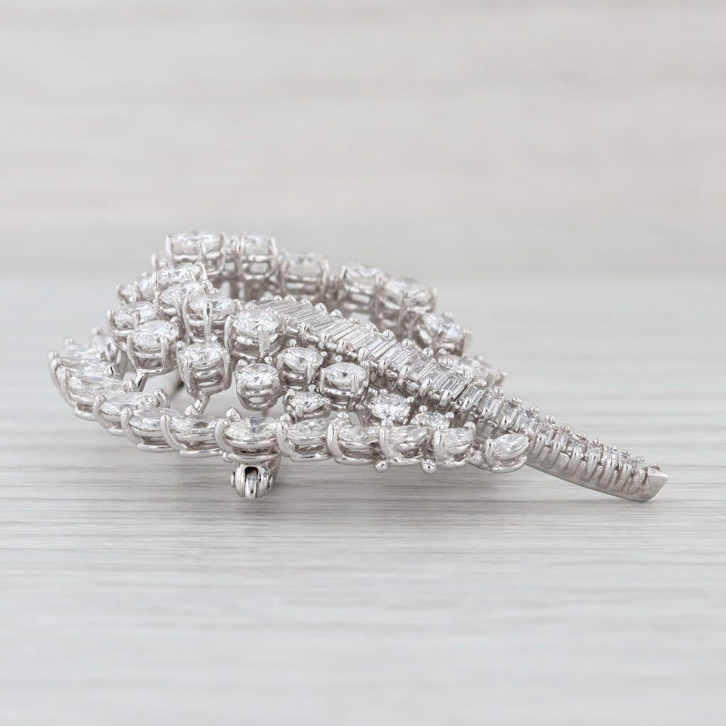 Handmade Vintage 10ctw Diamond Swirl Brooch Platinum Pin