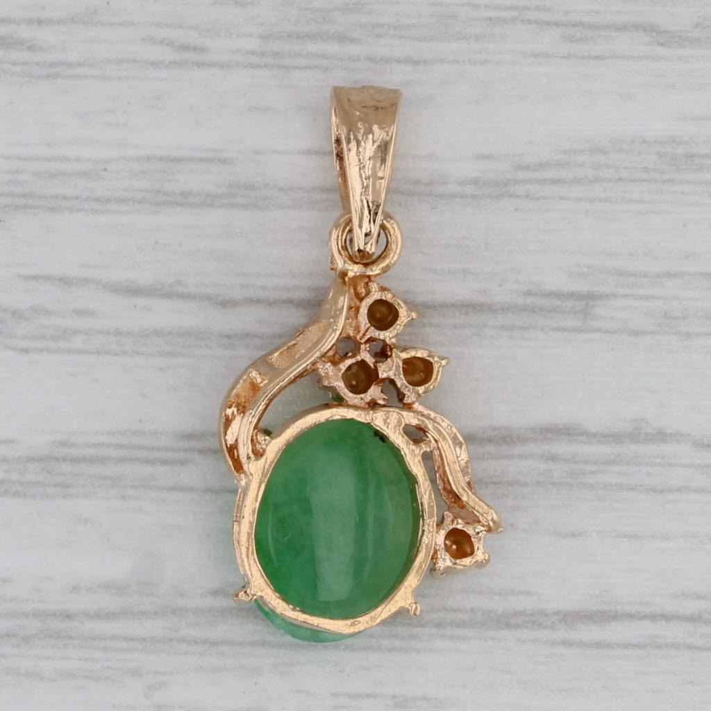 Gray Green Jadeite Jade 14k Rose Gold Pendant