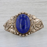 Native American Lapis Lazuli Cuff Bracelet sterling Silver Vintage Signed 6.75"