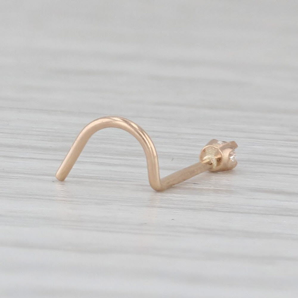 New Diamond Nose Stud Piercing 14k Yellow Gold Round Solitaire Curved Post