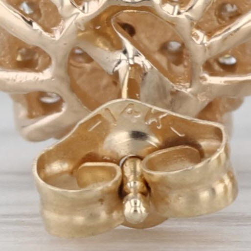 0.32ctw Diamond Cluster Stud Earrings 14k Yellow Gold Roud Studs