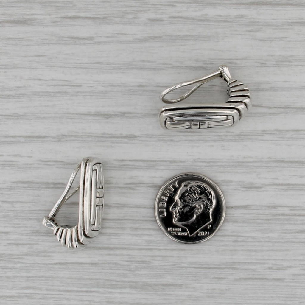 John Hardy Bedeg Earrings Sterling Silver Clip On Omega Back Drops