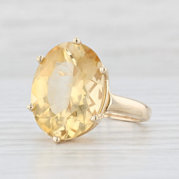 Light Gray 8.75ct Oval Citrine Solitaire Ring 10k Yellow Gold Size 6.75
