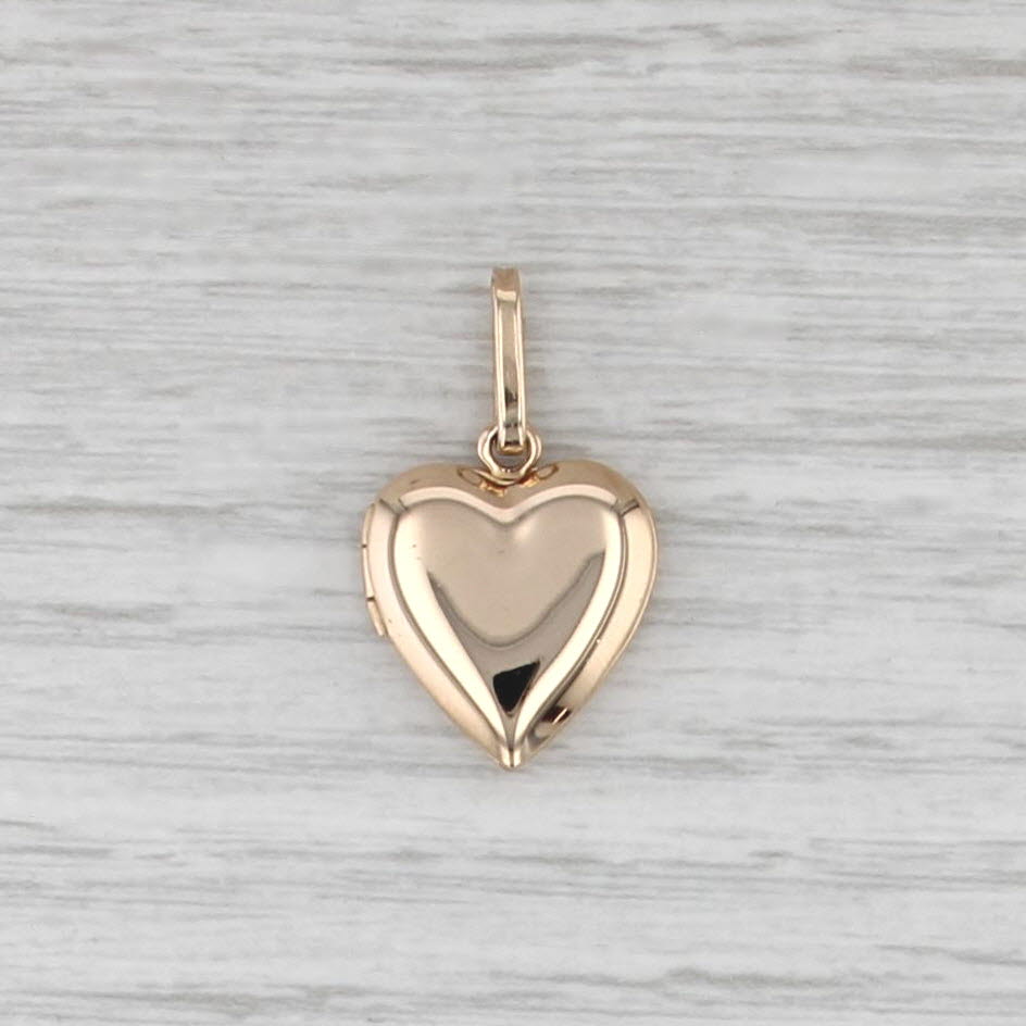 Vintage Heart Picture Locket Pendant 14k Yellow Gold Opens