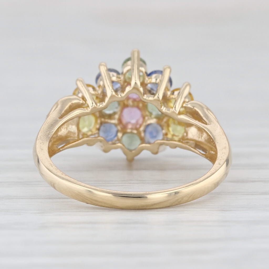 1.54ctw Multicolor Sapphire Cluster Ring 14k Yellow Gold Size 7