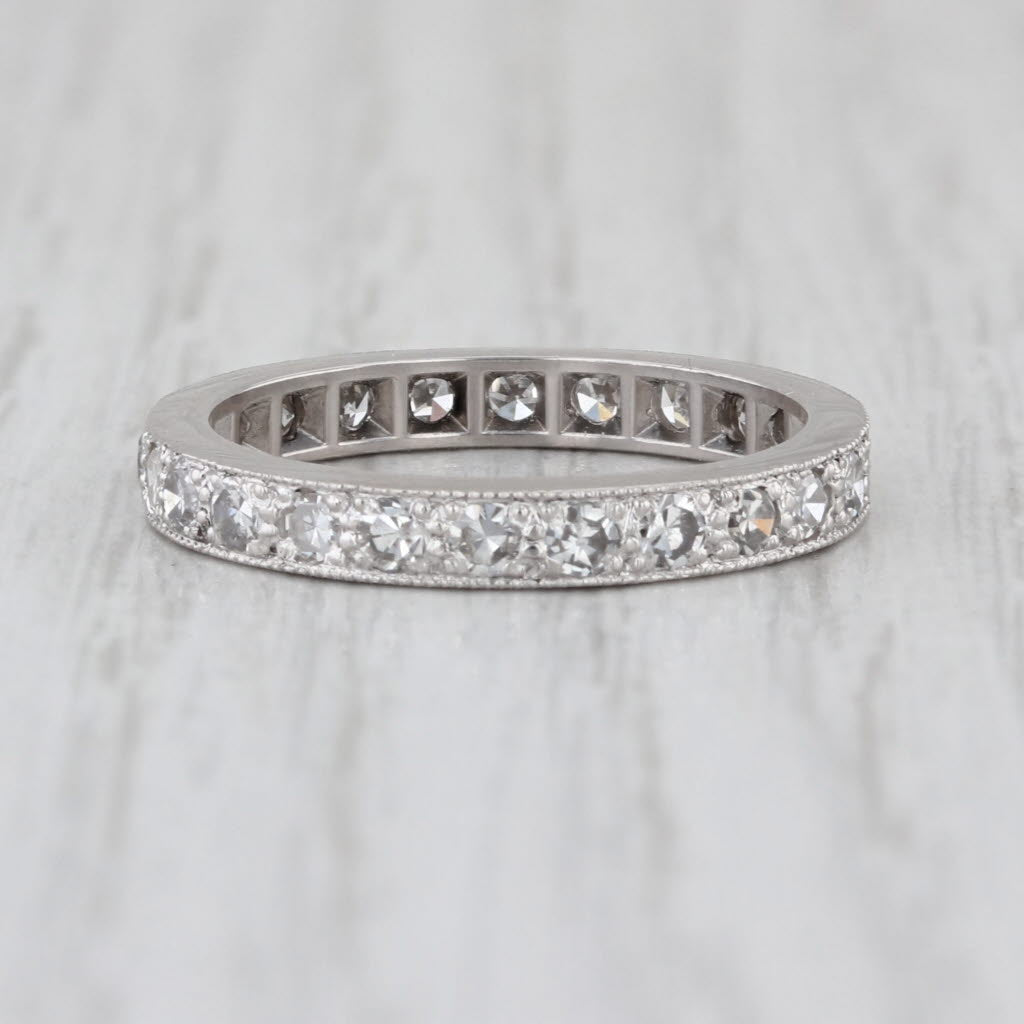 Vintage 0.70ctw Diamond Eternity Band 900 Platinum Wedding Ring Annivesary