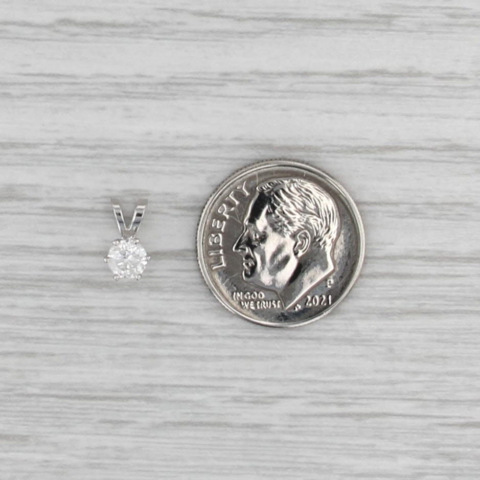 New 0.30ct Diamond Solitaire Pendant 14k White Gold 6 Prong Small Round Drop