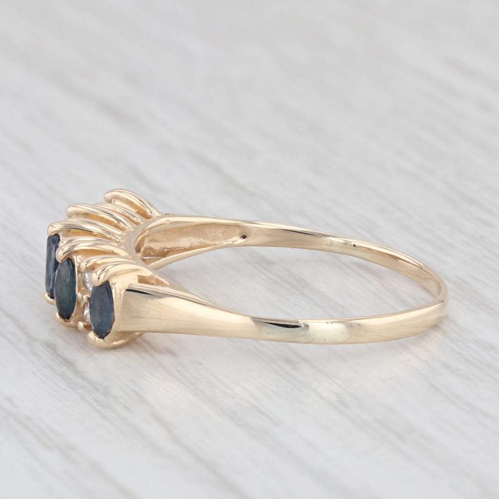 Light Gray 0.62ctw Blue Sapphire Diamond Ring 14k Yellow Gold Size 8.25 Stackable