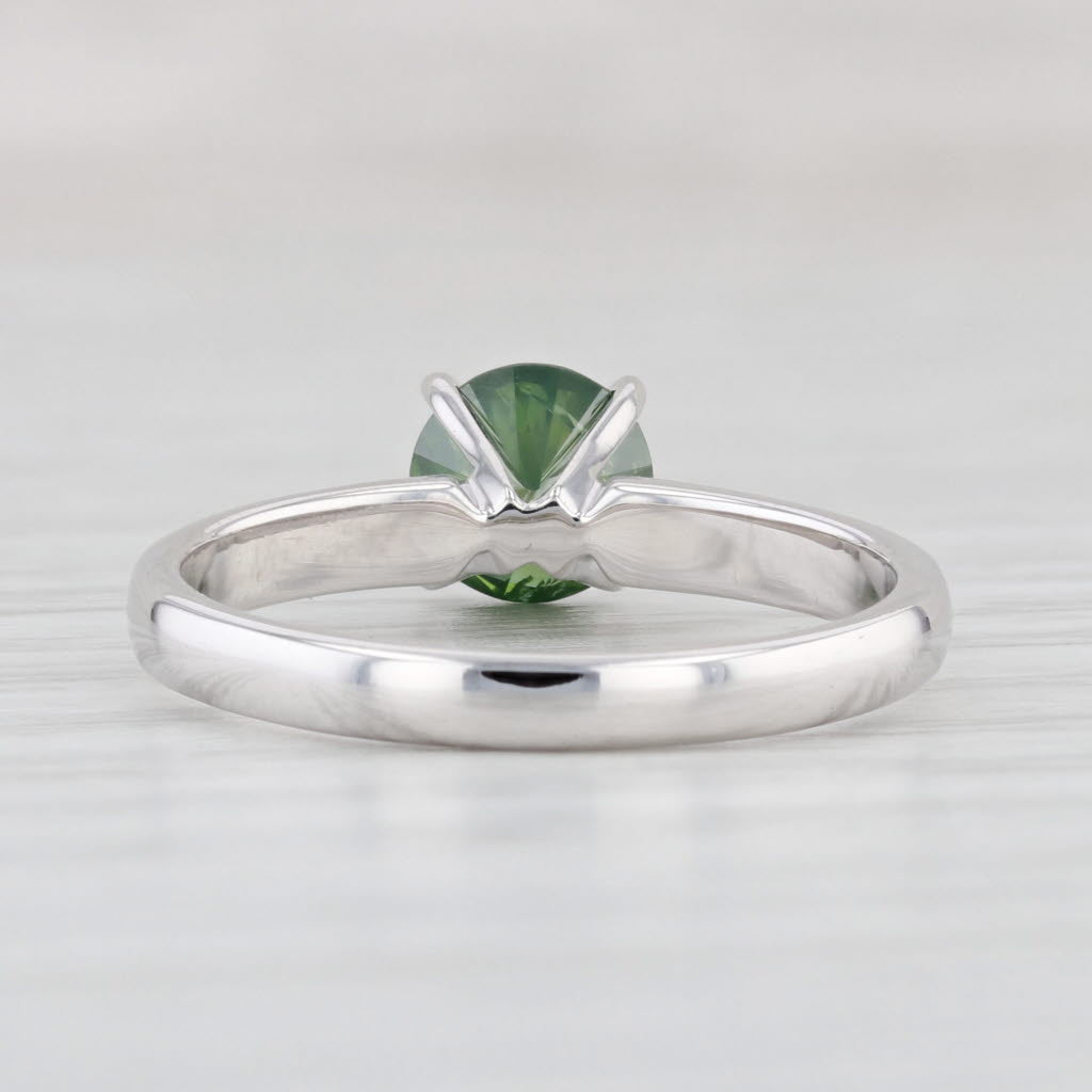 Light Gray 0.95ct Green Diamond Ring 14k White Gold Size 7 Round Solitaire