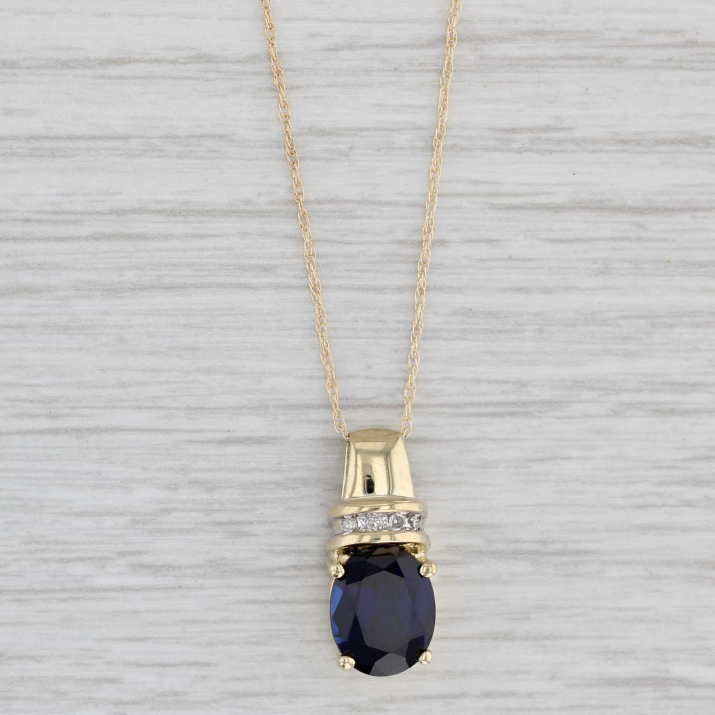 Light Gray 3.28ctw Lab Created Sapphire Diamond Pendant Necklace 10k Yellow Gold 18.75"