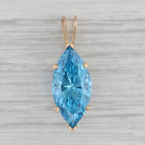 Gray 2.50ct Blue Cubic Zirconia Pendant 14k Yellow Gold Marquise Solitaire