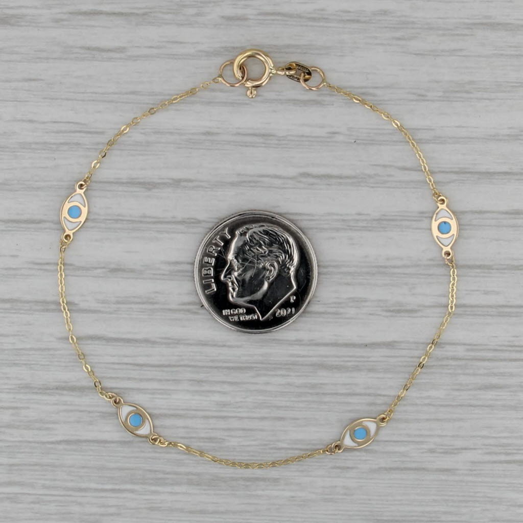 All seeing Eye Bracelet 14k Yellow Gold 7" Cable Chain