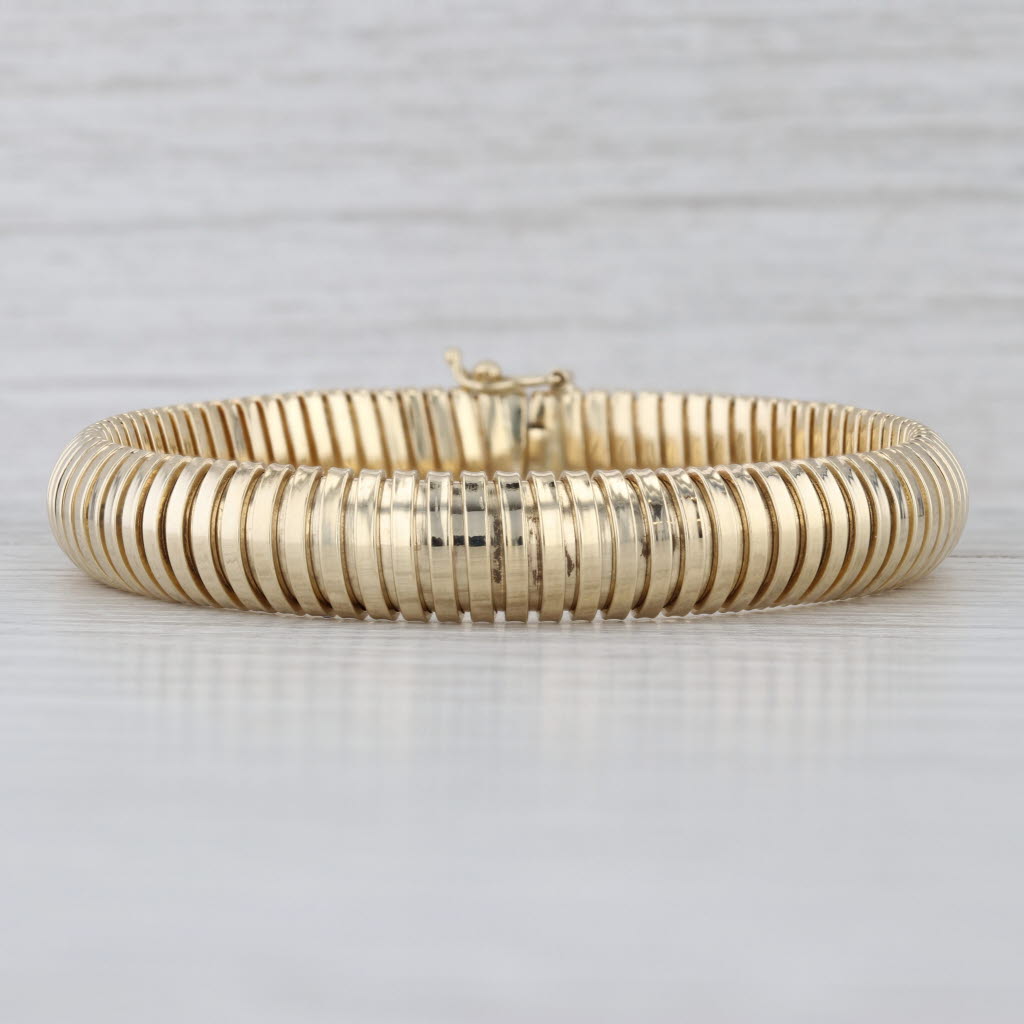 Omega Chain Bracelet 14k Yellow Gold 6.75" 9.2mm Italy